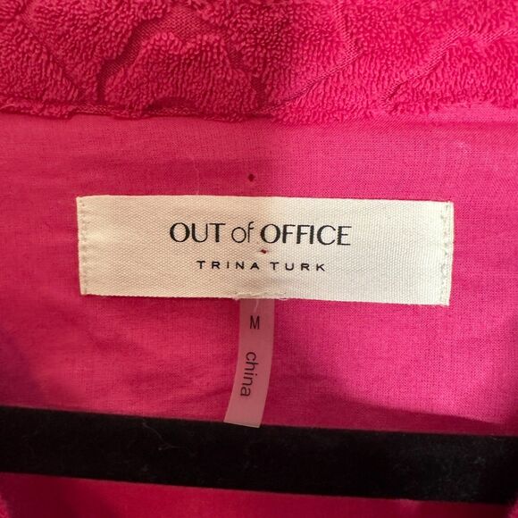 Trina Turk Terry Swimsuit Cover-Up Medium Top Floral Pink Out of Office - Picture 4 of 8